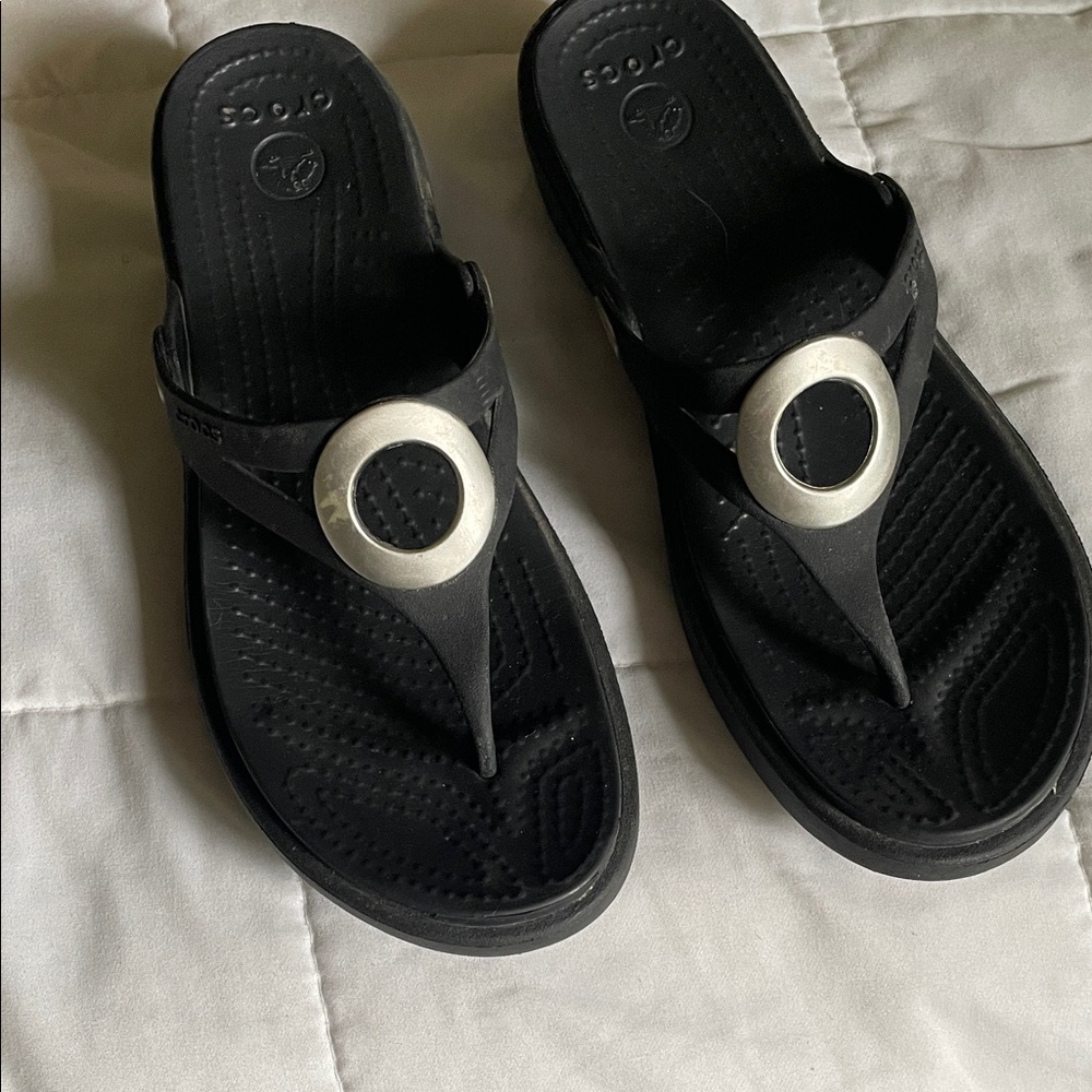 CROCS Black and Silver Women's Sandals